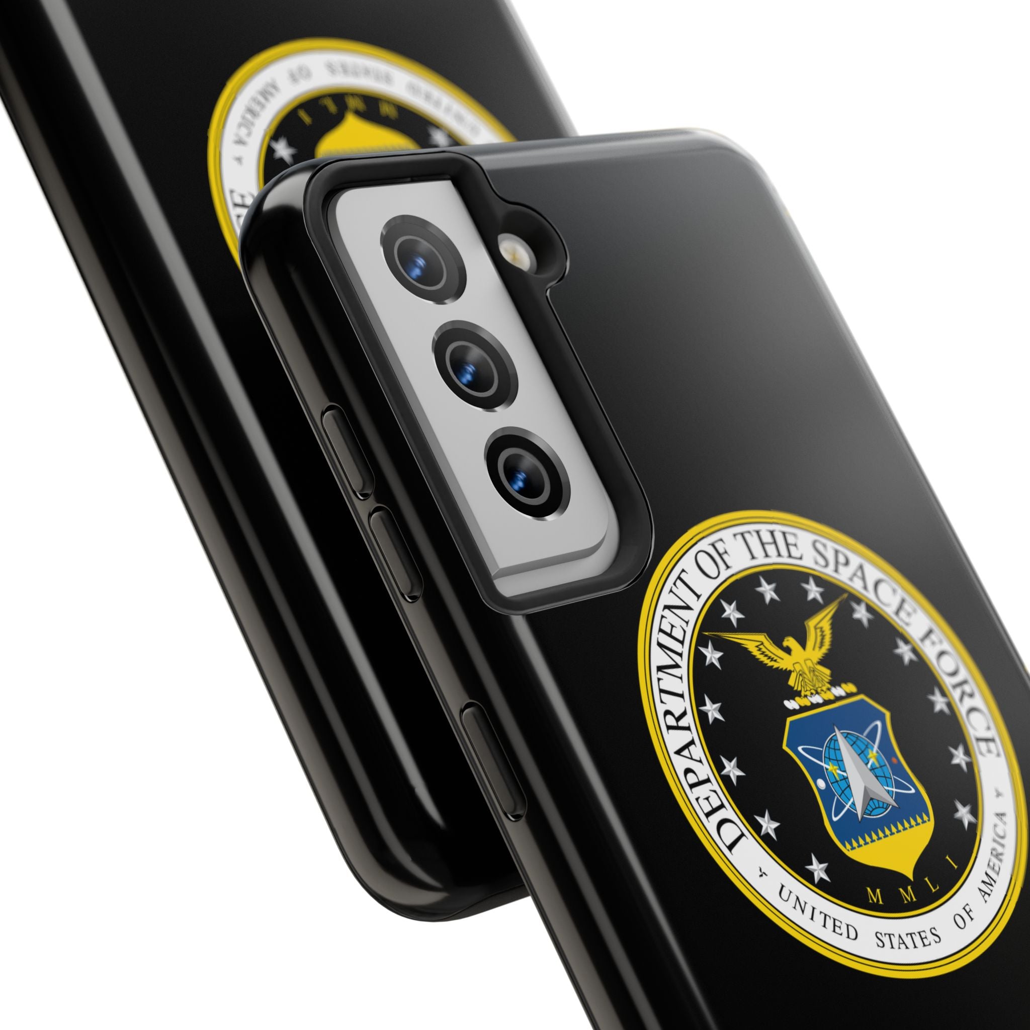 Space Force Tough Phone Case — Custom Text Military Emblem Protective Case