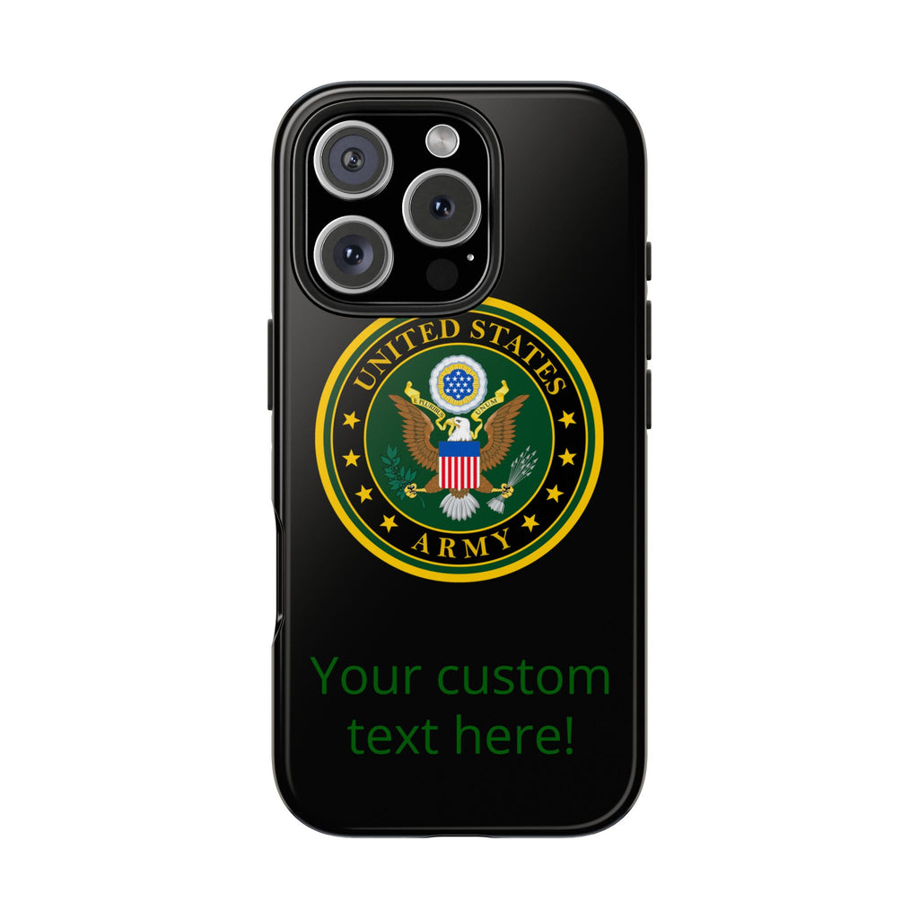 Army Emblem Tough Phone Case — Custom Text Military iPhone Cover