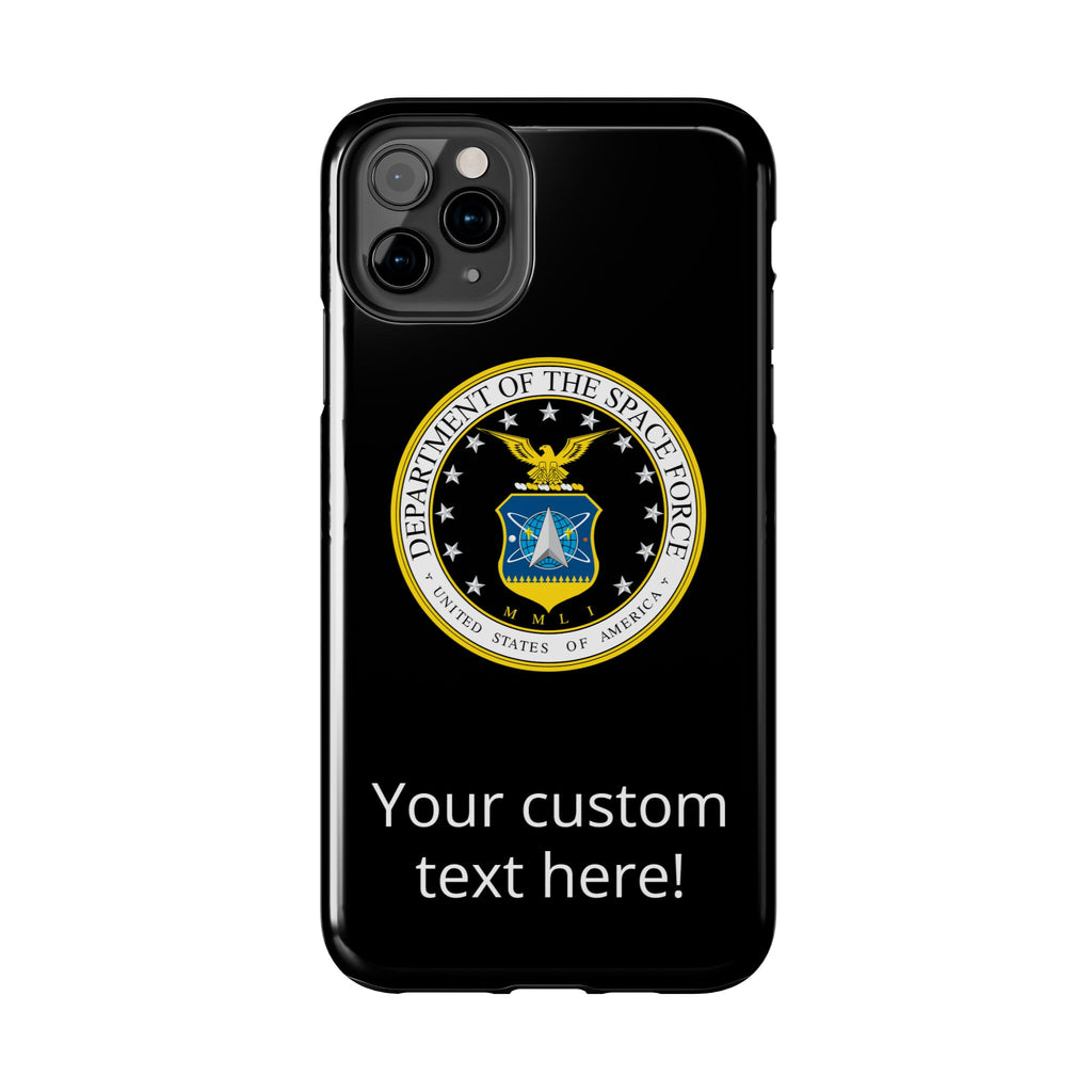 Space Force Tough Phone Case — Custom Text Military Emblem Protective Case