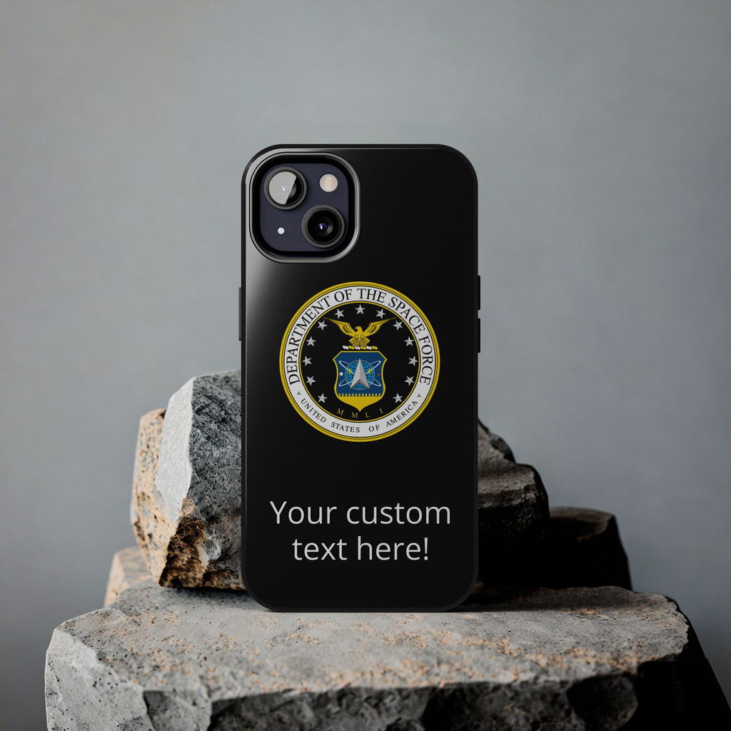 Space Force Tough Phone Case — Custom Text Military Emblem Protective Case