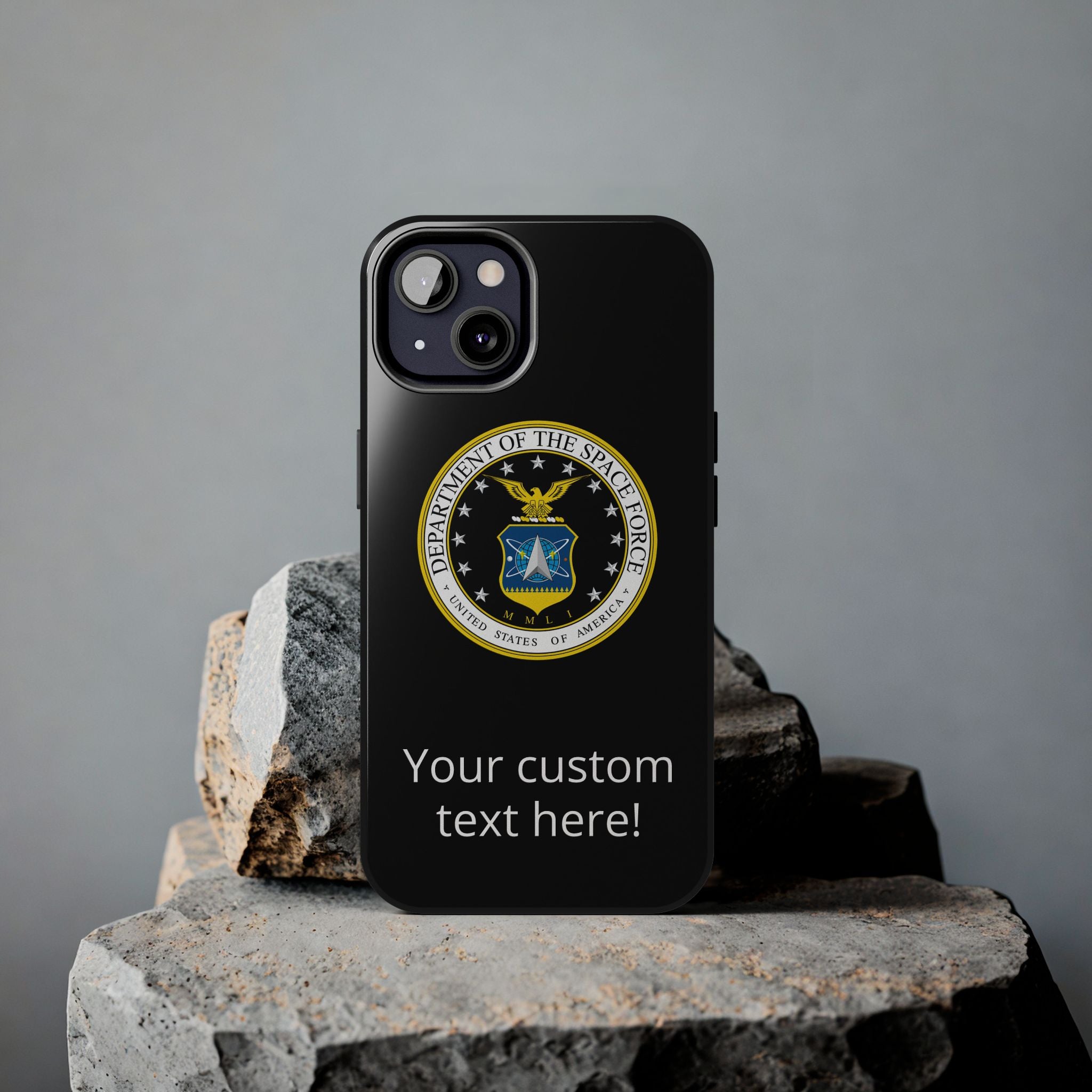 Space Force Tough Phone Case — Custom Text Military Emblem Protective Case