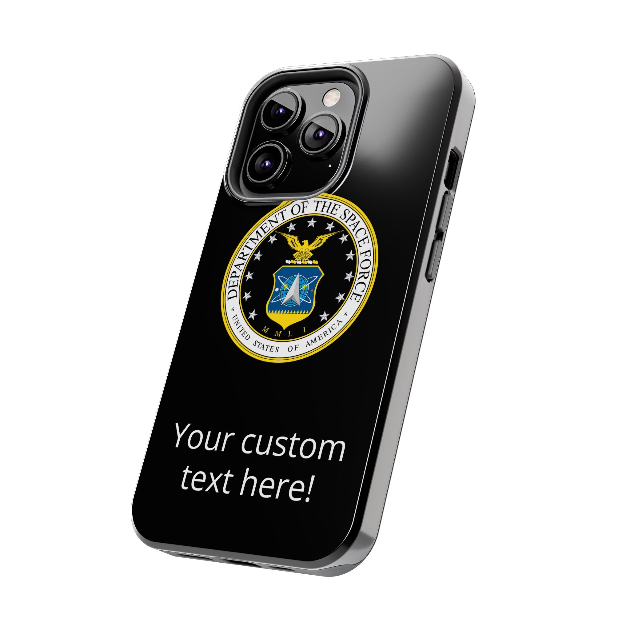 Space Force Tough Phone Case — Custom Text Military Emblem Protective Case
