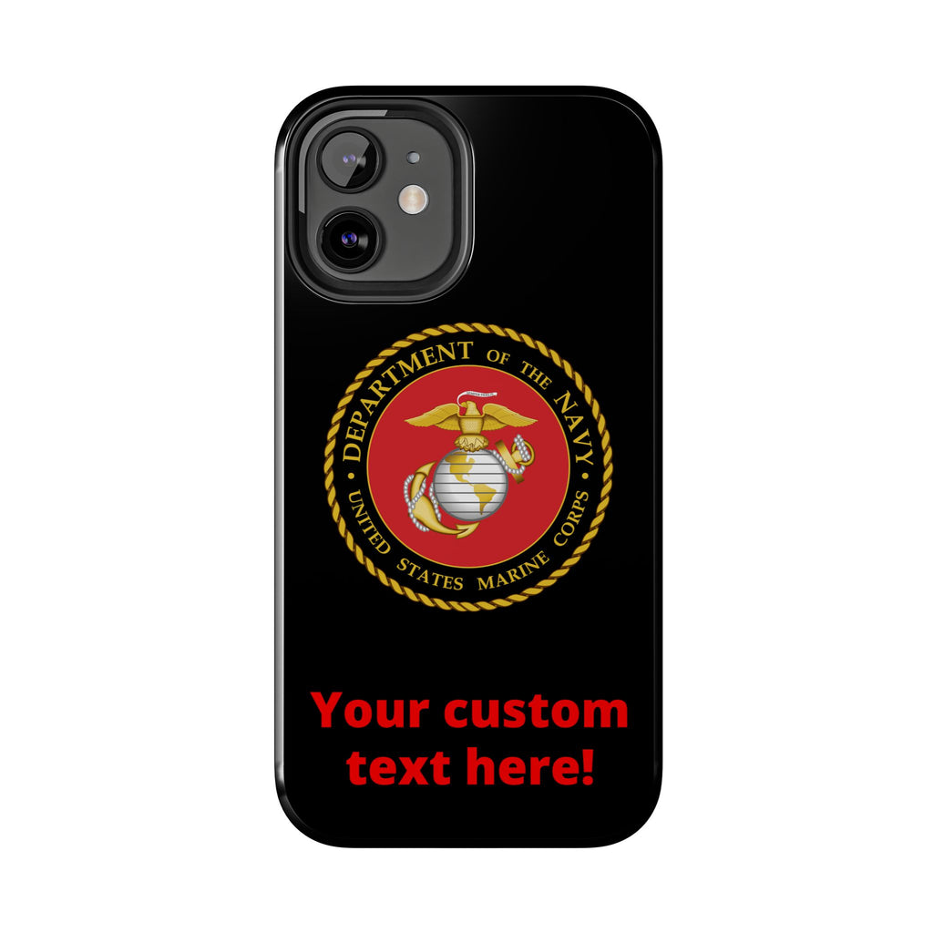 USMC Emblem Tough Phone Case — Custom Text Military iPhone Protector