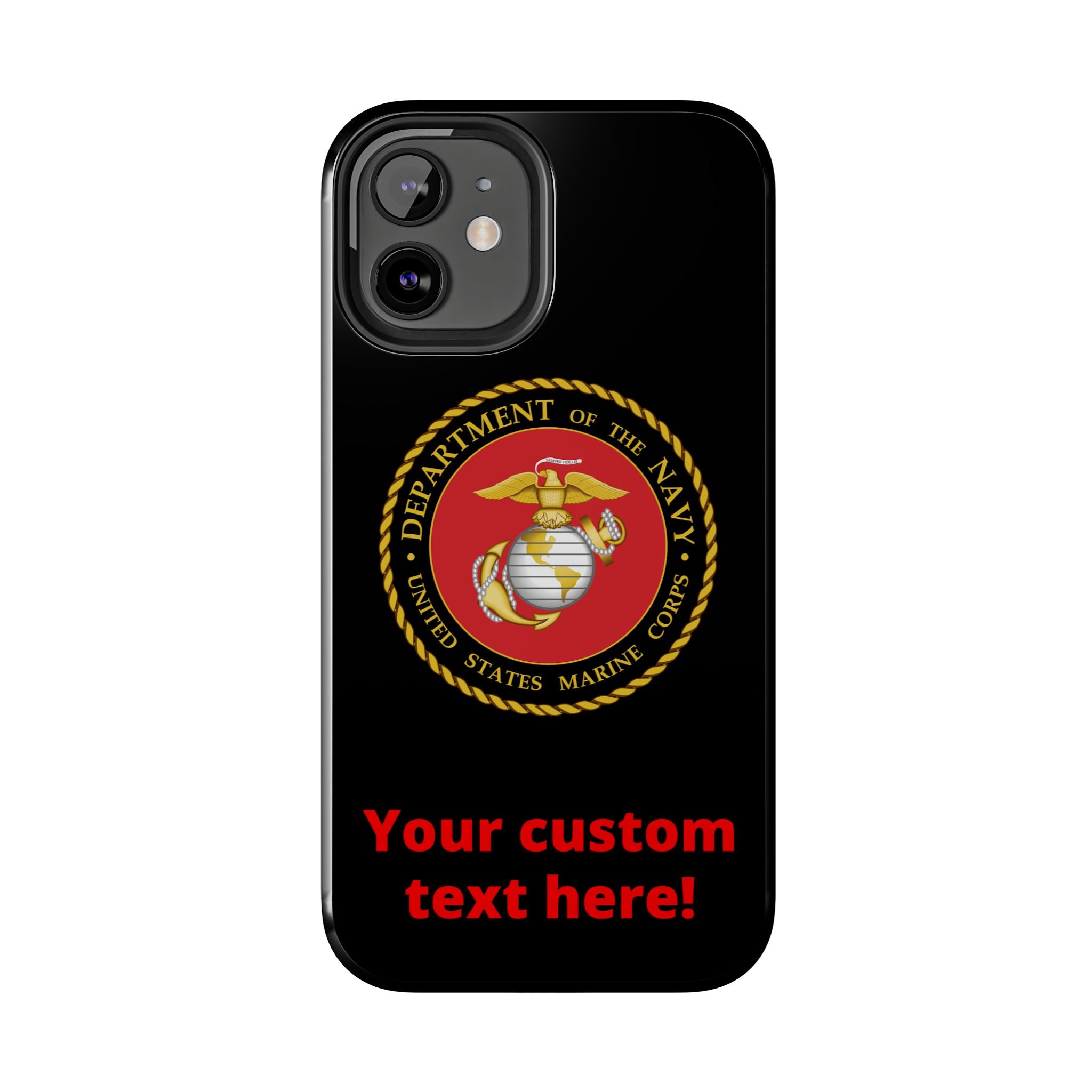 USMC Emblem Tough Phone Case — Custom Text Military iPhone Protector