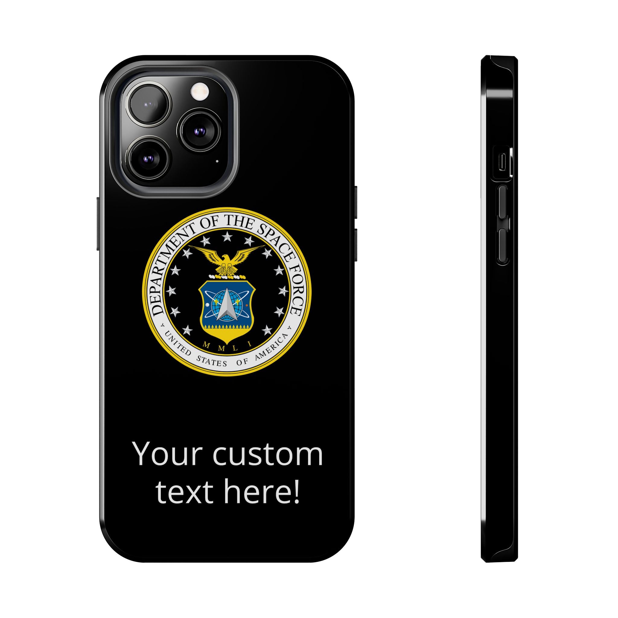 Space Force Tough Phone Case — Custom Text Military Emblem Protective Case