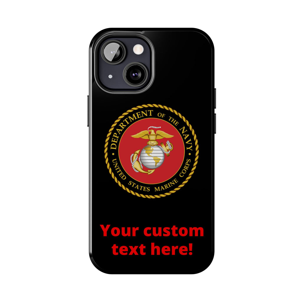 USMC Emblem Tough Phone Case — Custom Text Military iPhone Protector