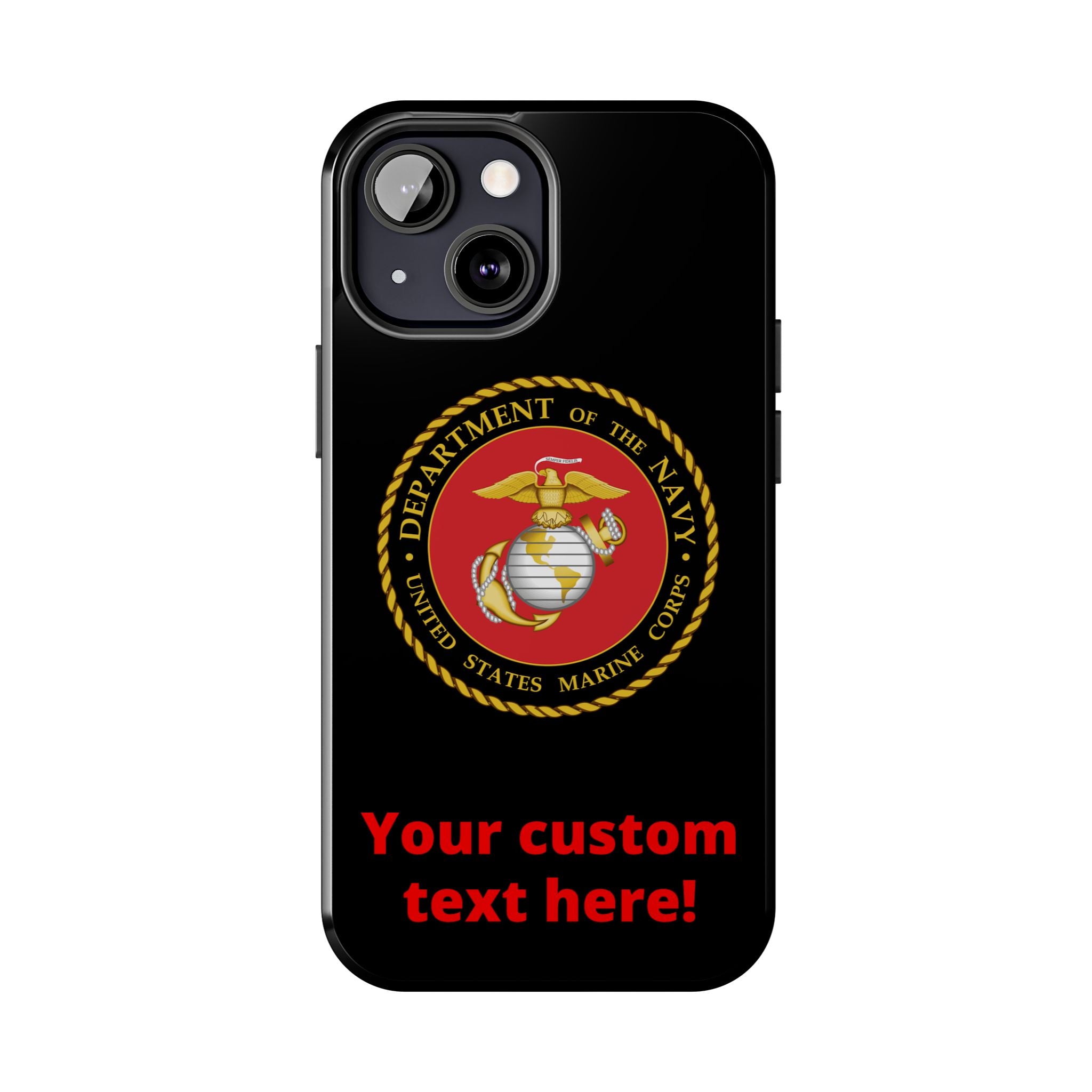 USMC Emblem Tough Phone Case — Custom Text Military iPhone Protector