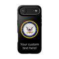Navy Emblem Tough Phone Case — Custom Text Military iPhone Cover