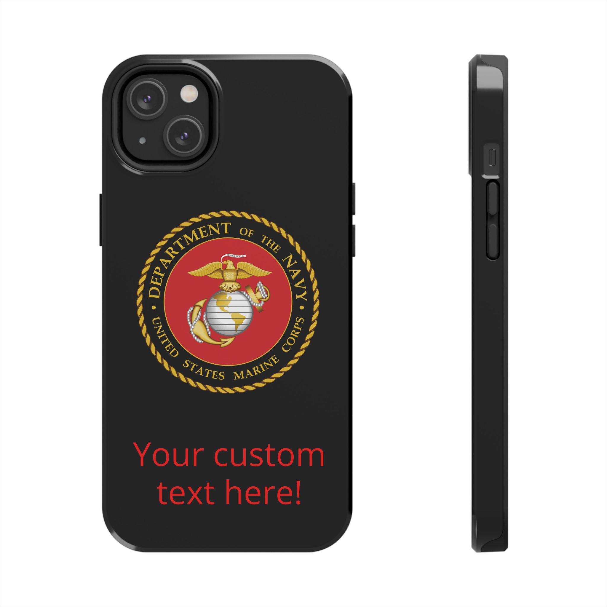 USMC Emblem Tough Phone Case — Custom Text Military iPhone Protector