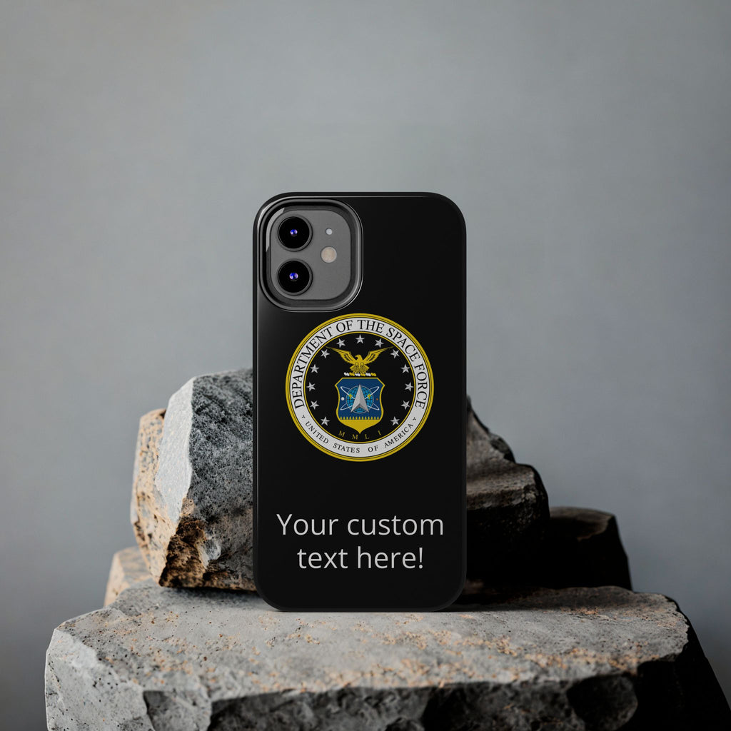 Space Force Tough Phone Case — Custom Text Military Emblem Protective Case