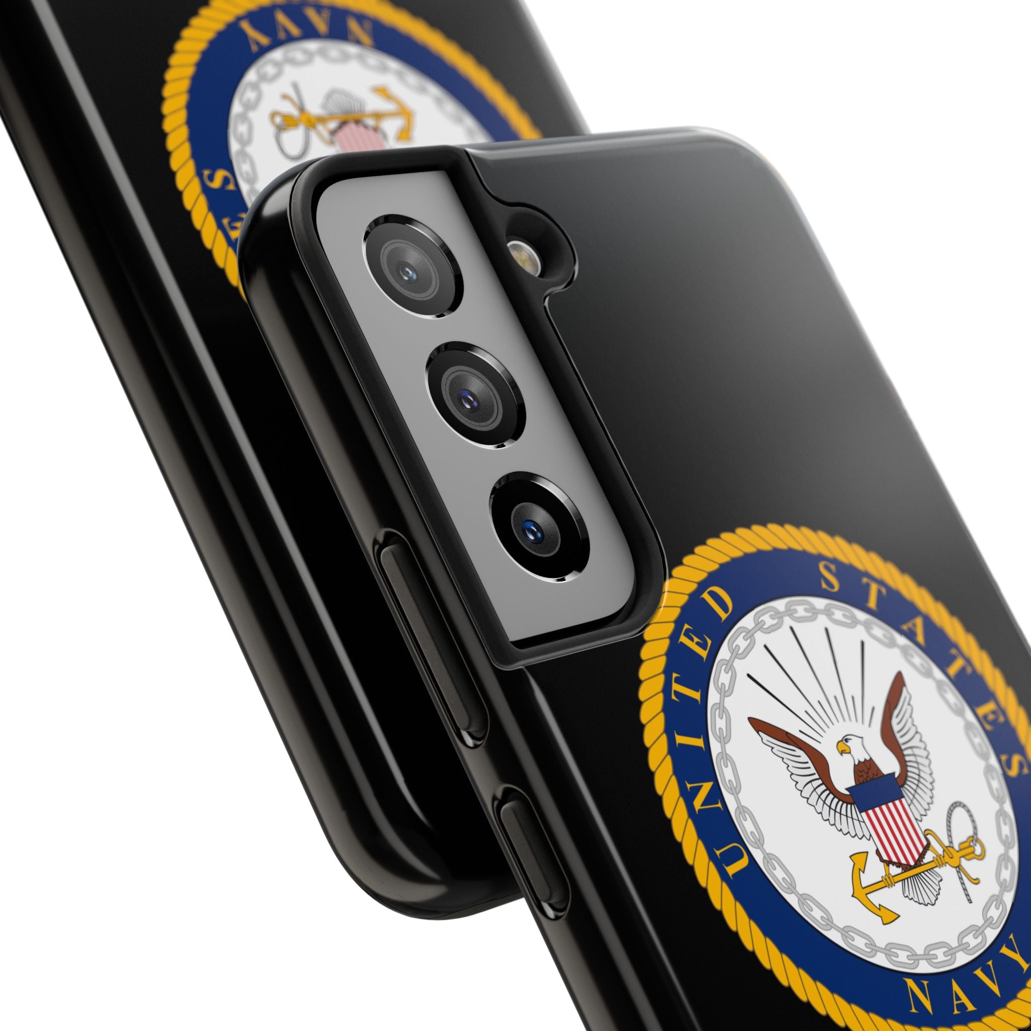Navy Emblem Tough Phone Case — Custom Text Military iPhone Cover
