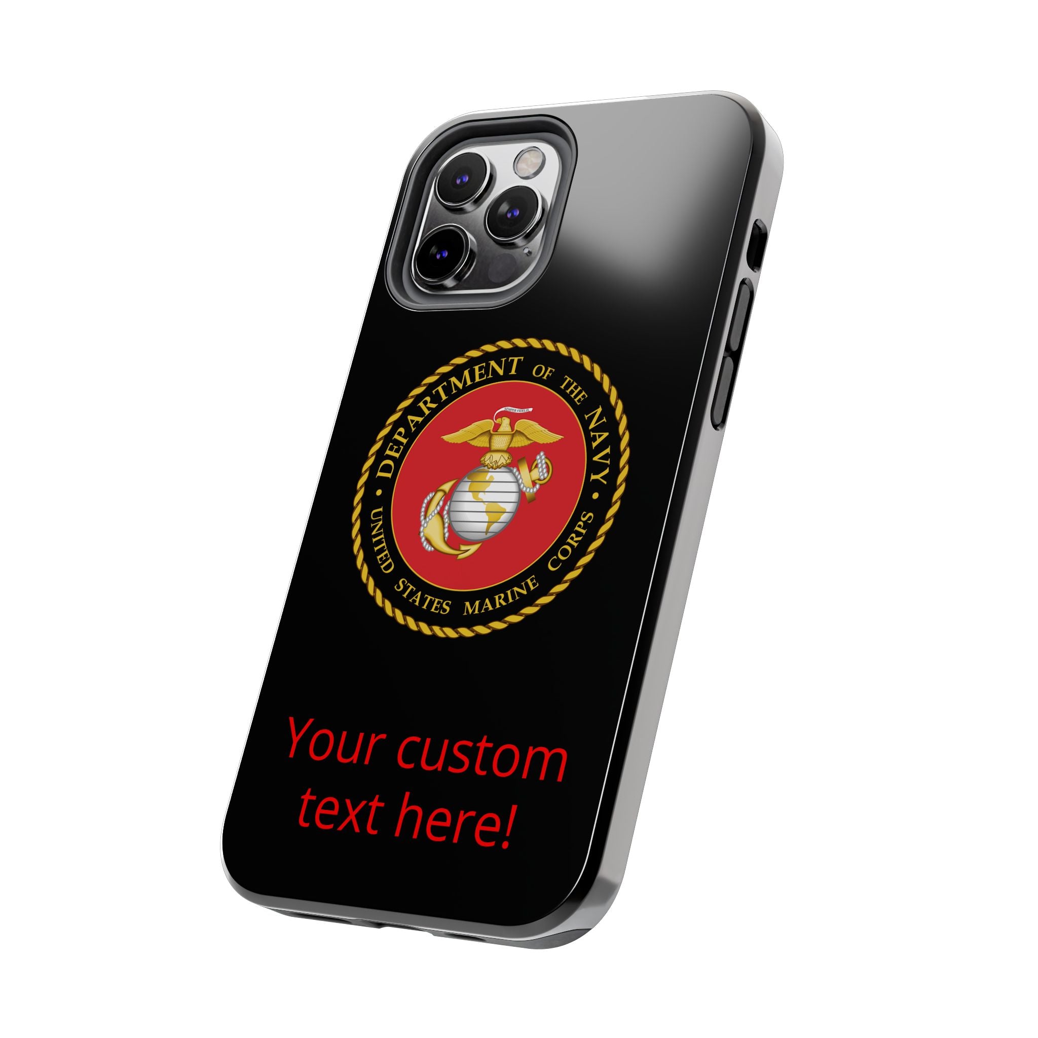 USMC Emblem Tough Phone Case — Custom Text Military iPhone Protector