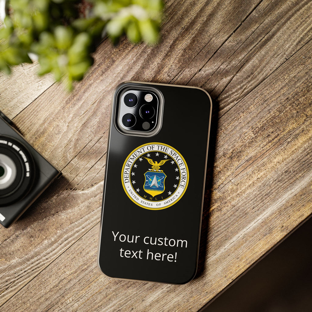 Space Force Tough Phone Case — Custom Text Military Emblem Protective Case
