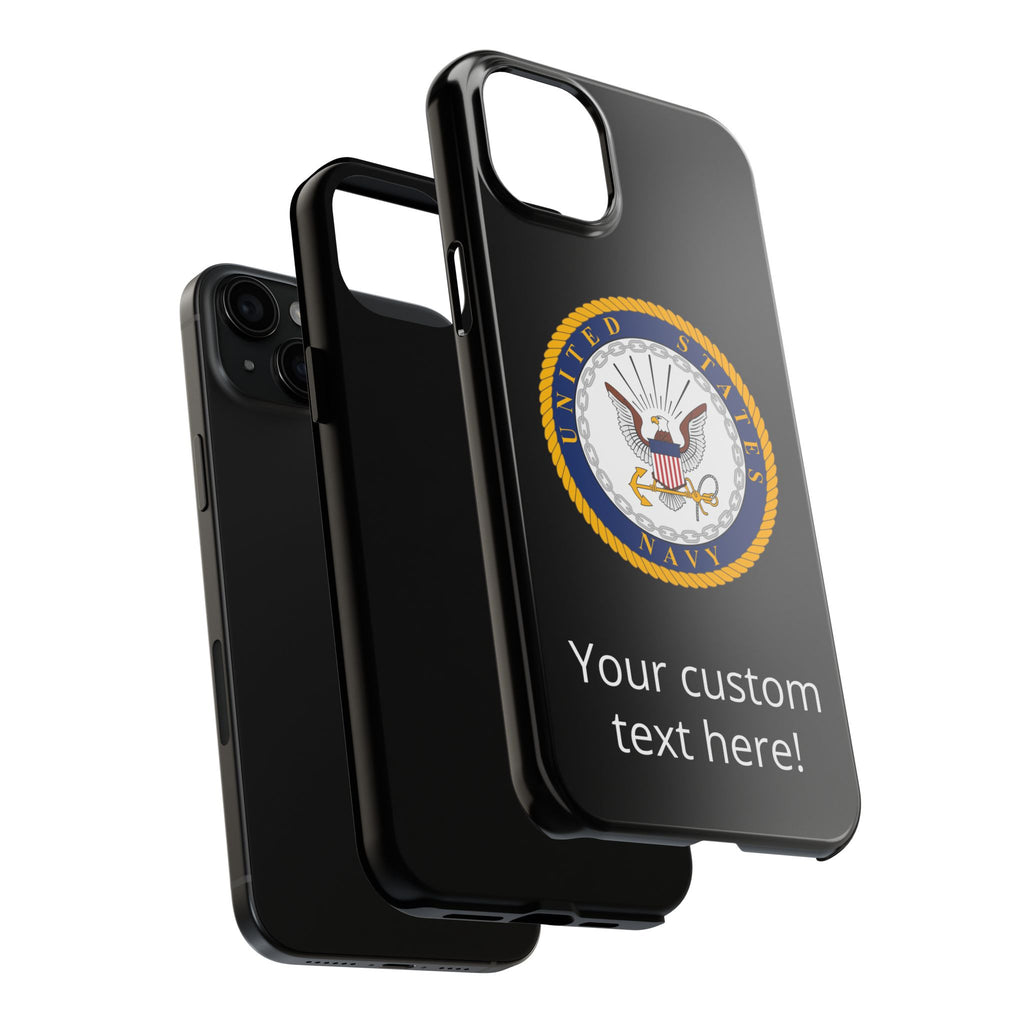 Navy Emblem Tough Phone Case — Custom Text Military iPhone Cover