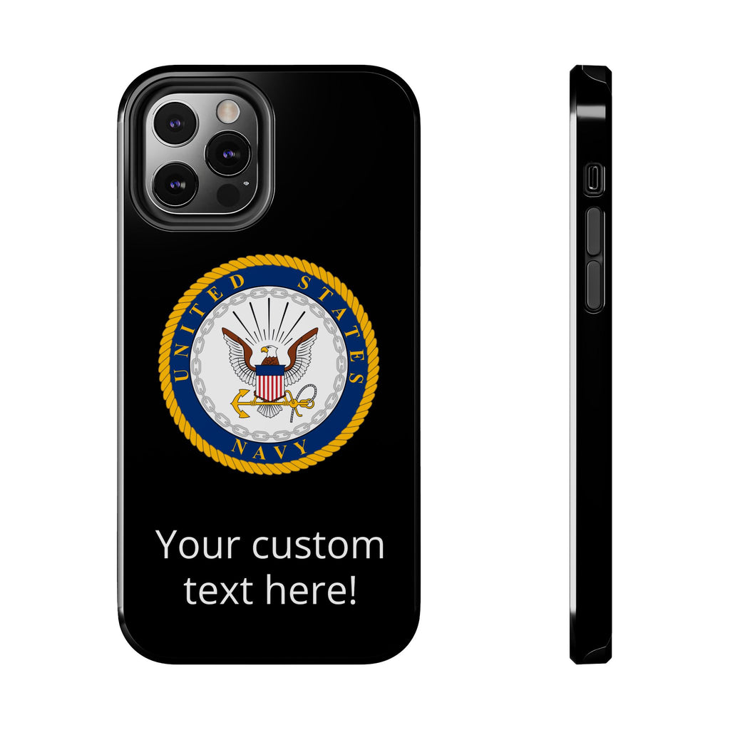 Navy Emblem Tough Phone Case — Custom Text Military iPhone Cover