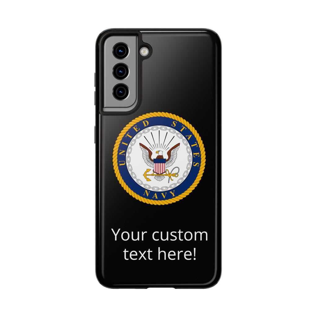 Navy Emblem Tough Phone Case — Custom Text Military iPhone Cover