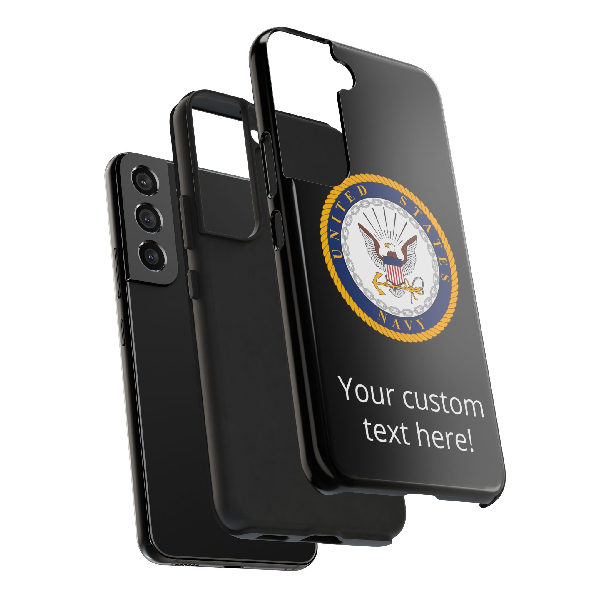 Navy Emblem Tough Phone Case — Custom Text Military iPhone Cover