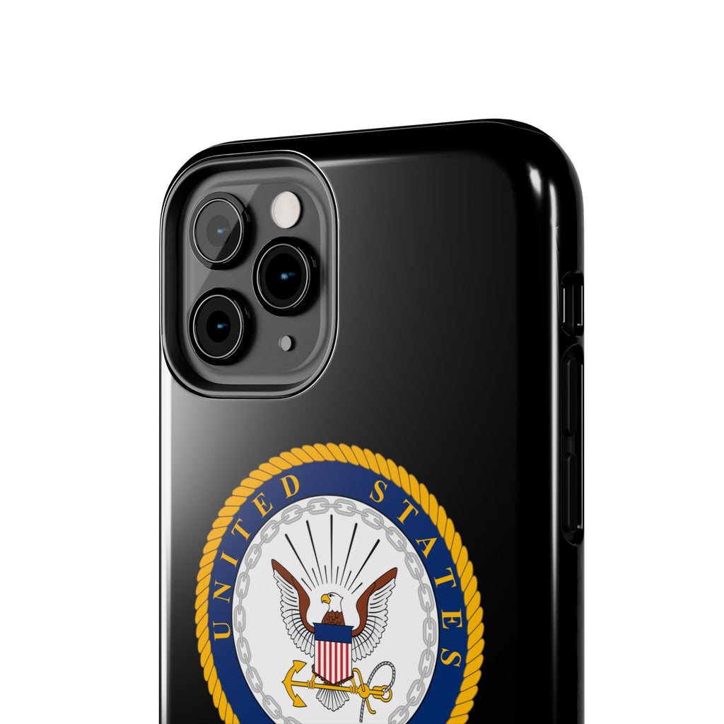 Navy Emblem Tough Phone Case — Custom Text Military iPhone Cover