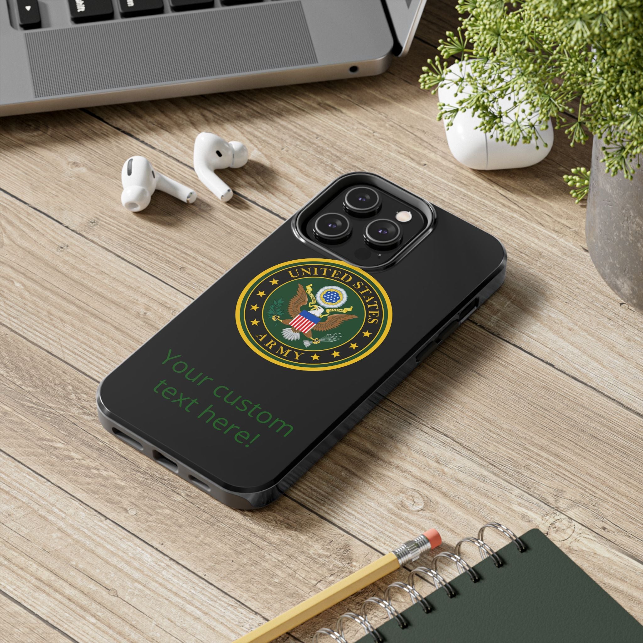 Army Emblem Tough Phone Case — Custom Text Military iPhone Cover