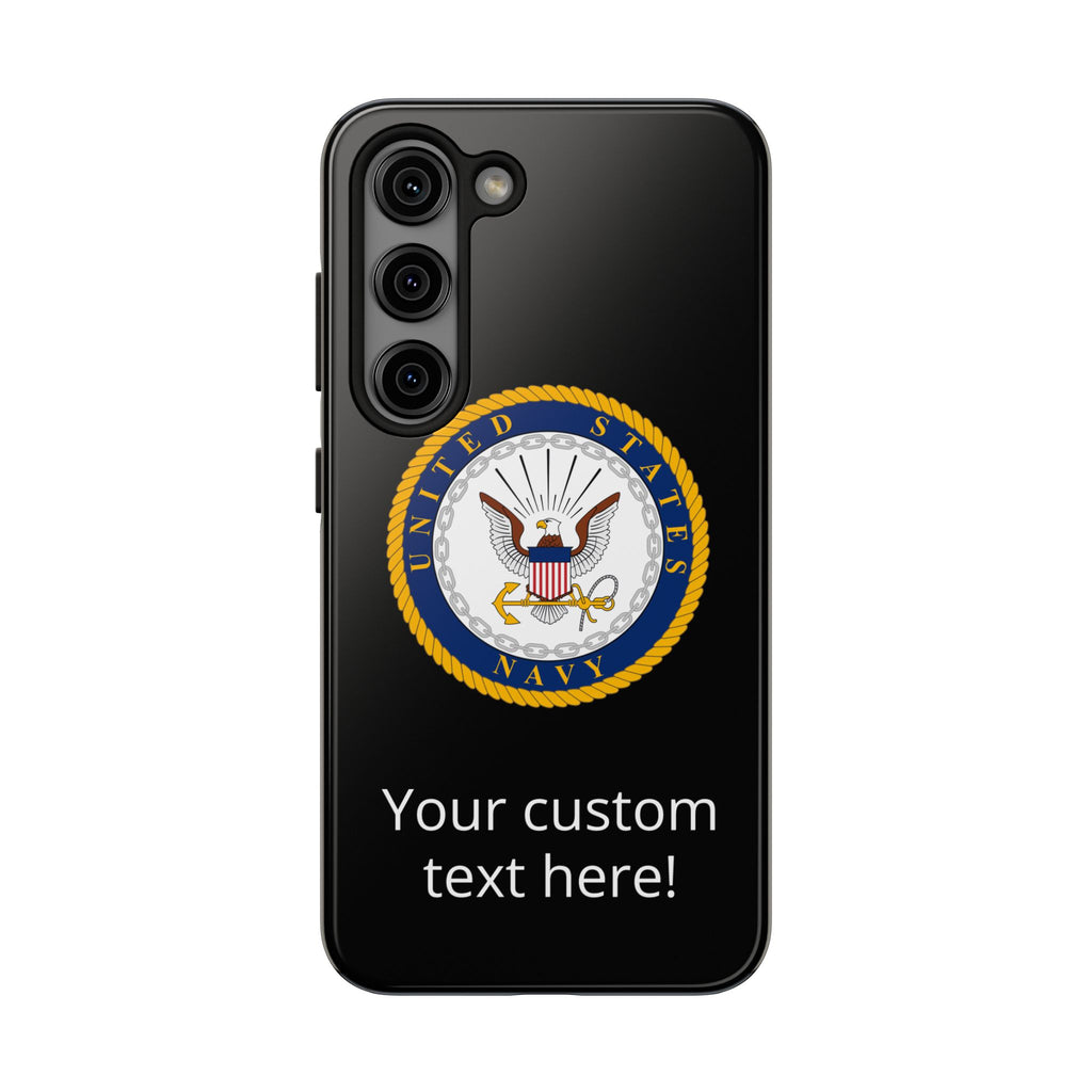 Navy Emblem Tough Phone Case — Custom Text Military iPhone Cover