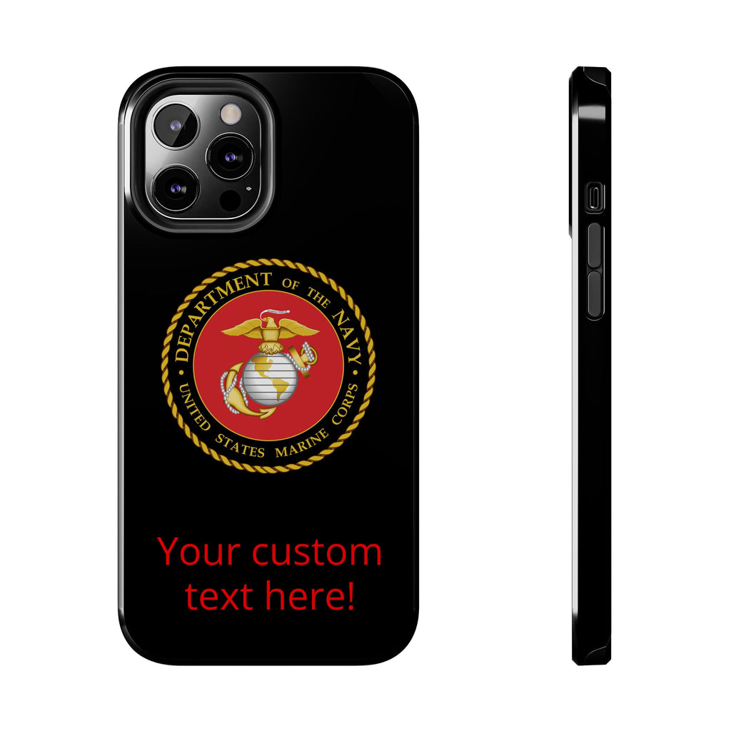 USMC Emblem Tough Phone Case — Custom Text Military iPhone Protector