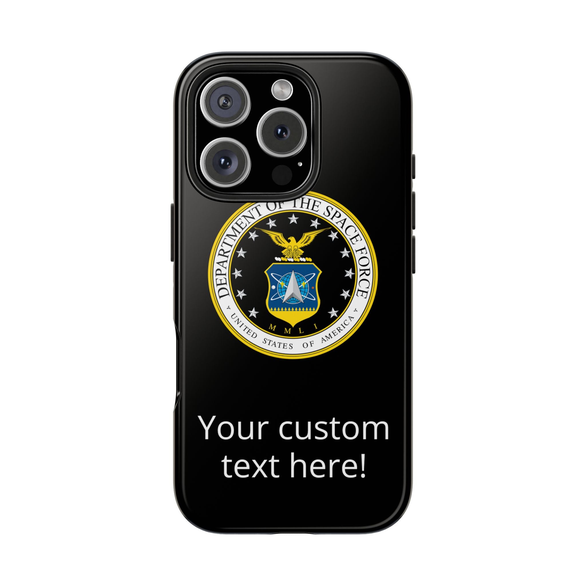 Space Force Tough Phone Case — Custom Text Military Emblem Protective Case