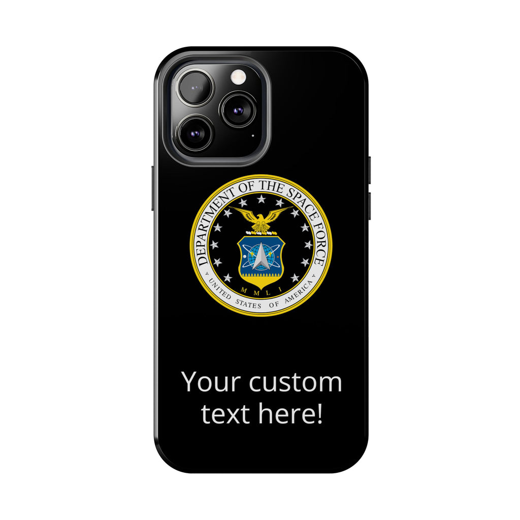 Space Force Tough Phone Case — Custom Text Military Emblem Protective Case