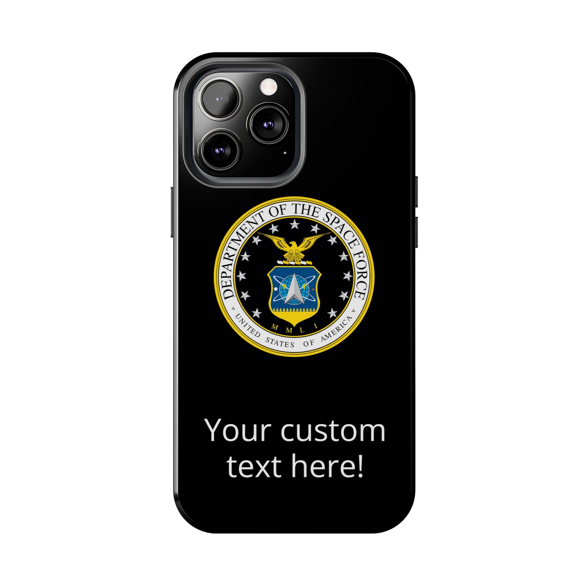 Space Force Tough Phone Case — Custom Text Military Emblem Protective Case