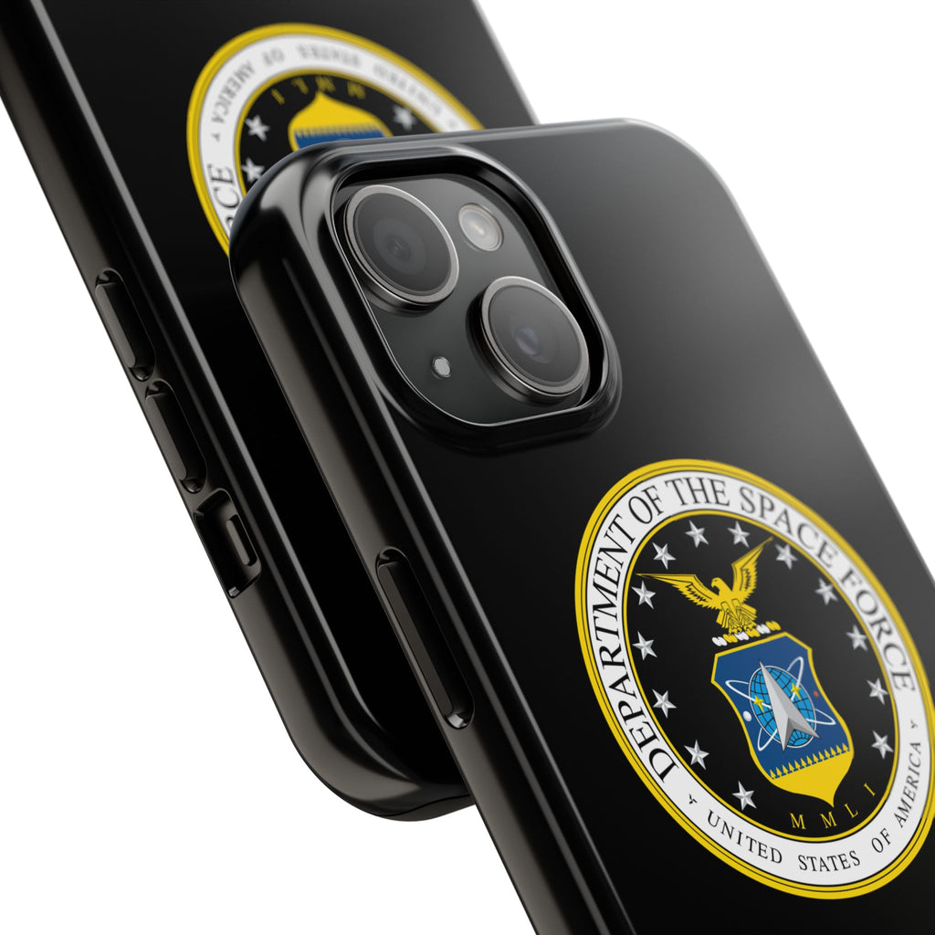 Space Force Tough Phone Case — Custom Text Military Emblem Protective Case