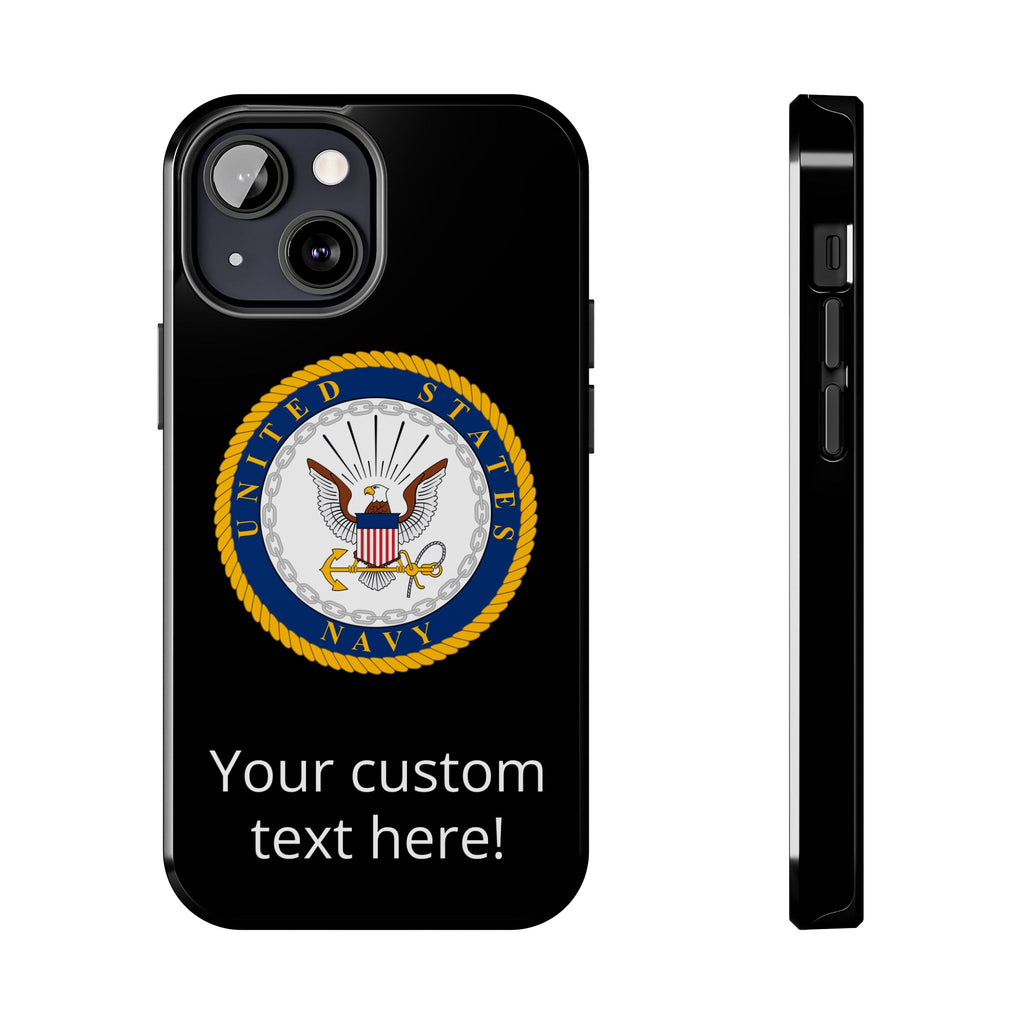 Navy Emblem Tough Phone Case — Custom Text Military iPhone Cover