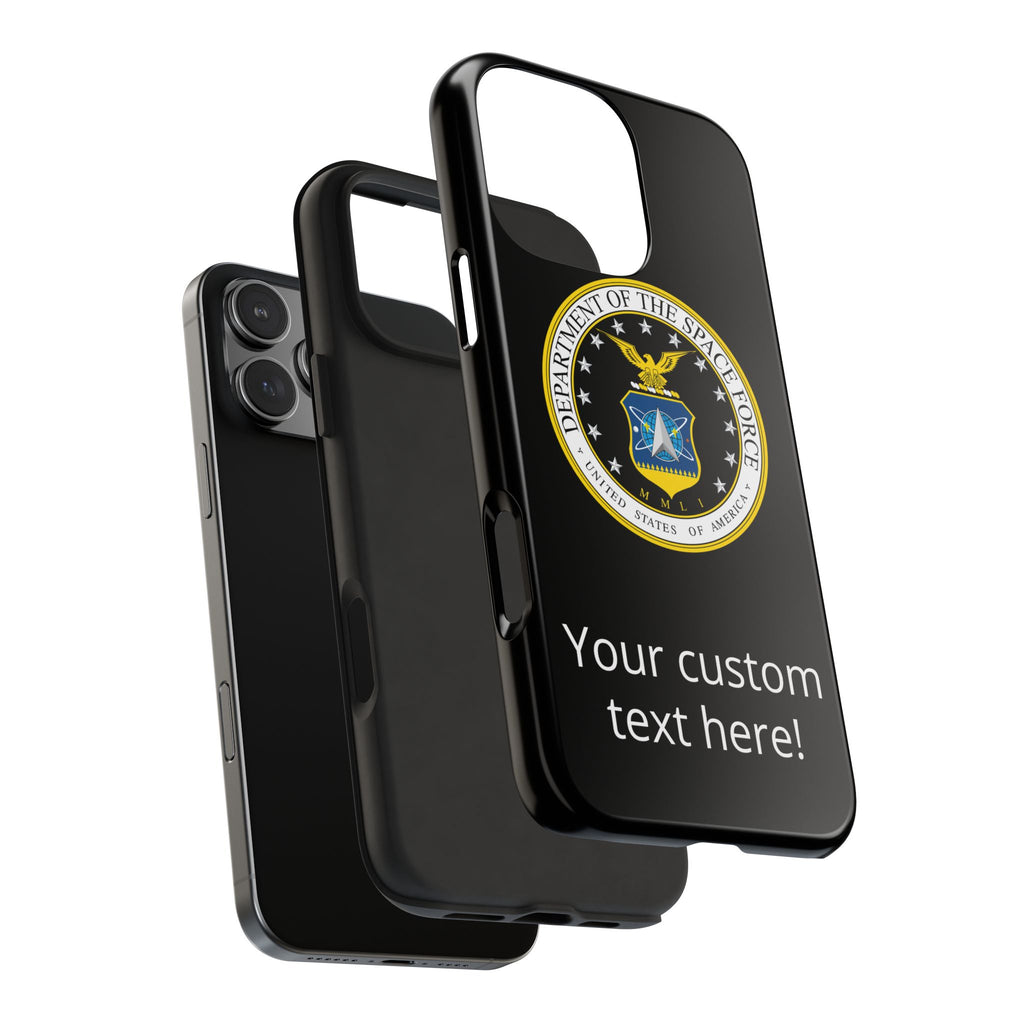 Space Force Tough Phone Case — Custom Text Military Emblem Protective Case