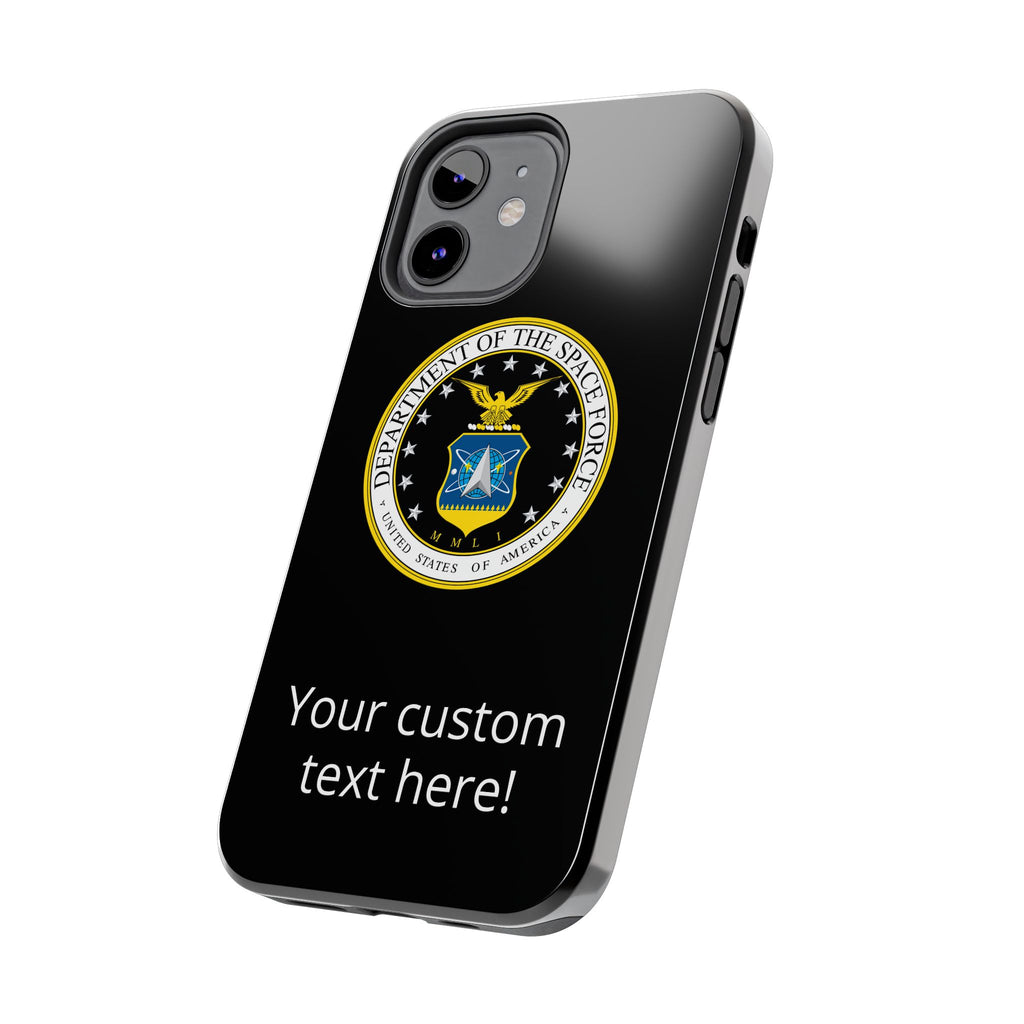Space Force Tough Phone Case — Custom Text Military Emblem Protective Case