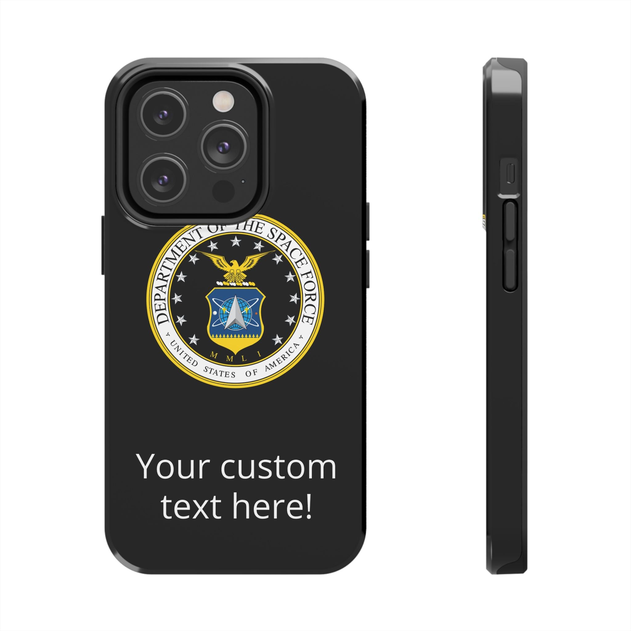 Space Force Tough Phone Case — Custom Text Military Emblem Protective Case