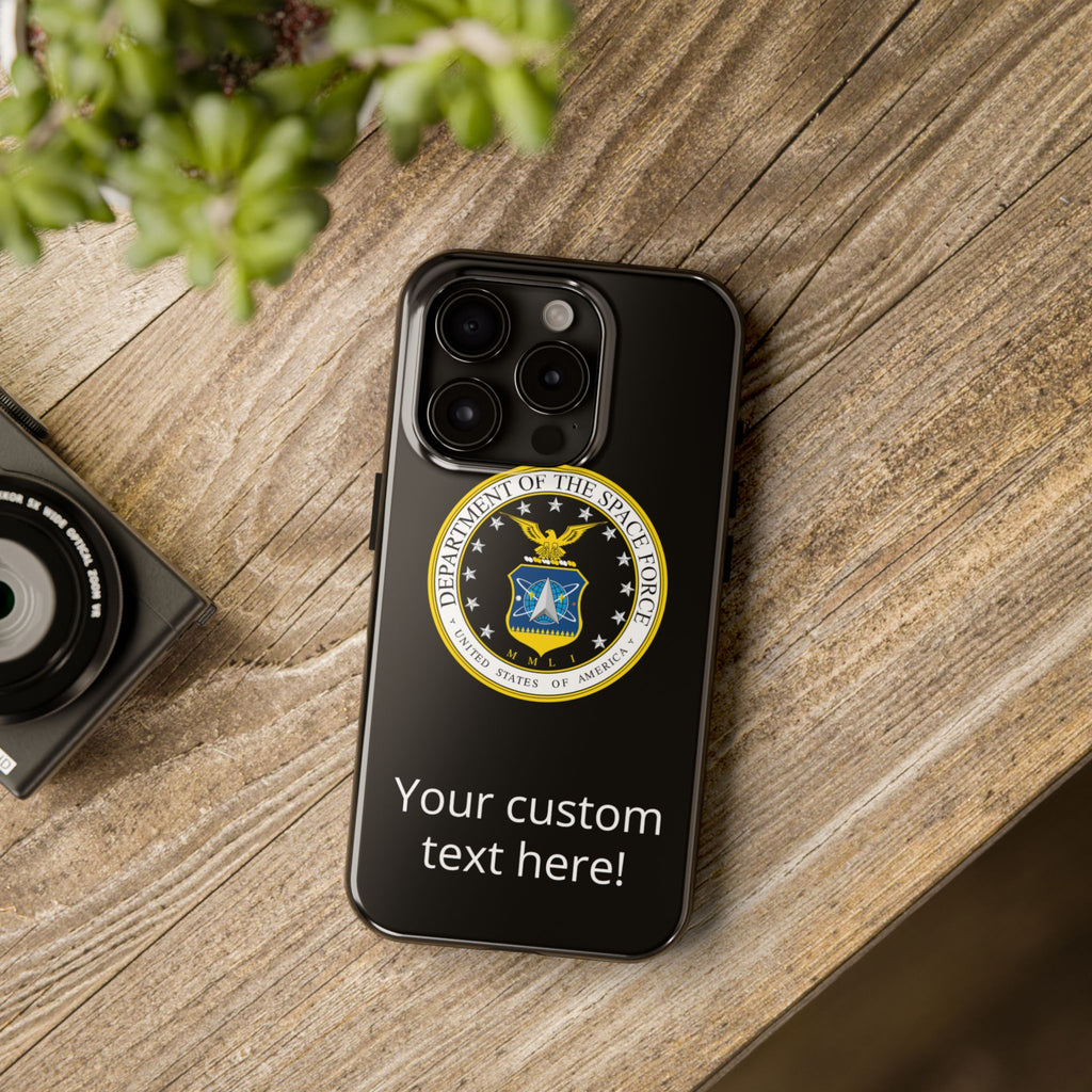 Space Force Tough Phone Case — Custom Text Military Emblem Protective Case