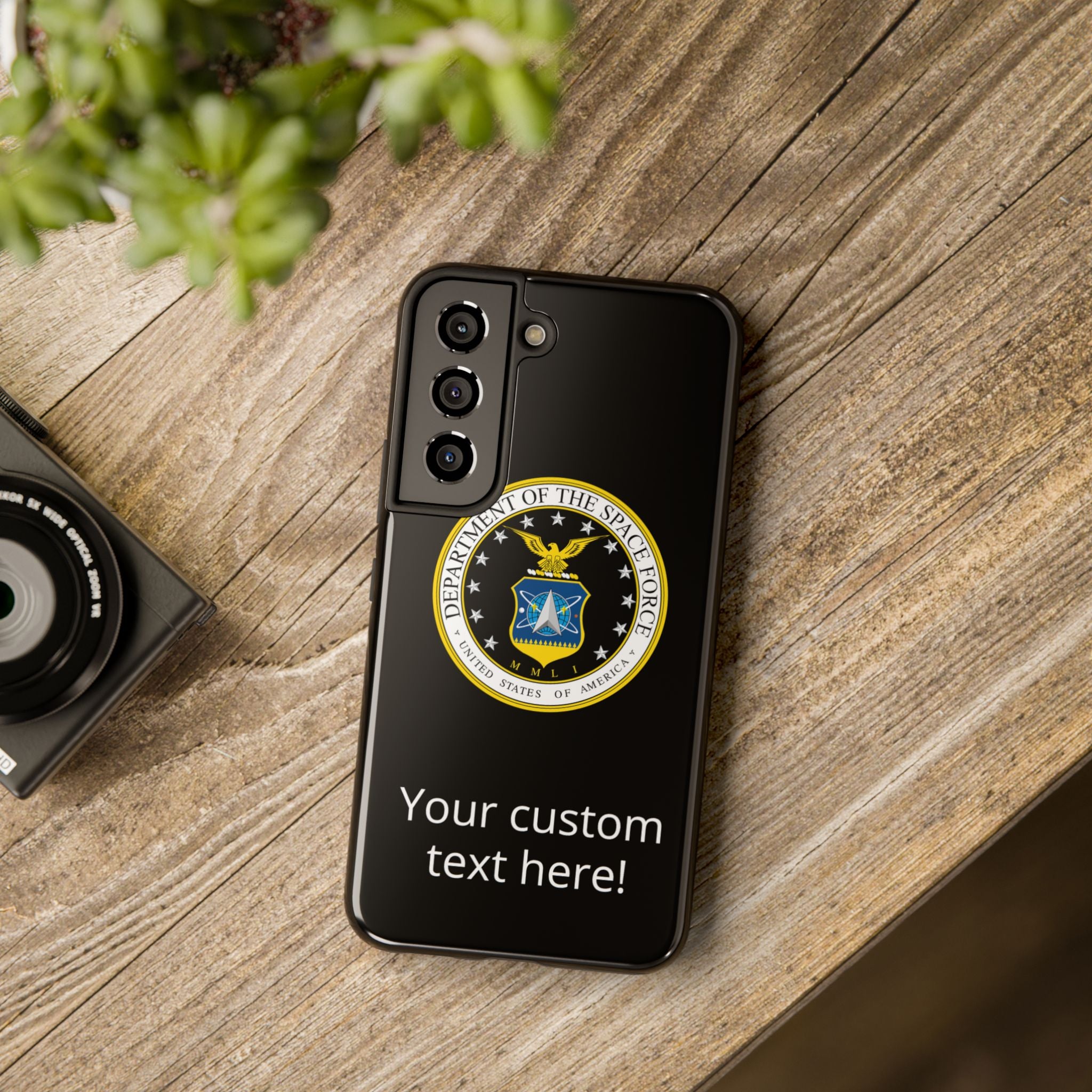 Space Force Tough Phone Case — Custom Text Military Emblem Protective Case