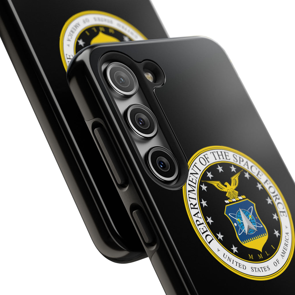 Space Force Tough Phone Case — Custom Text Military Emblem Protective Case