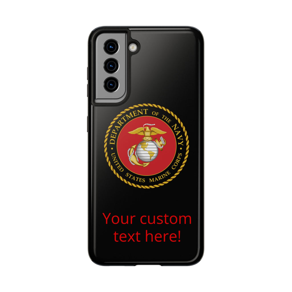 USMC Emblem Tough Phone Case — Custom Text Military iPhone Protector
