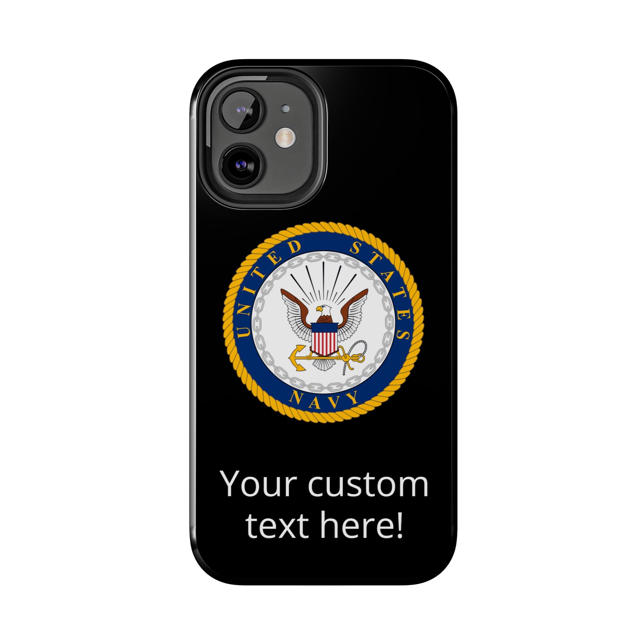 Navy Emblem Tough Phone Case — Custom Text Military iPhone Cover