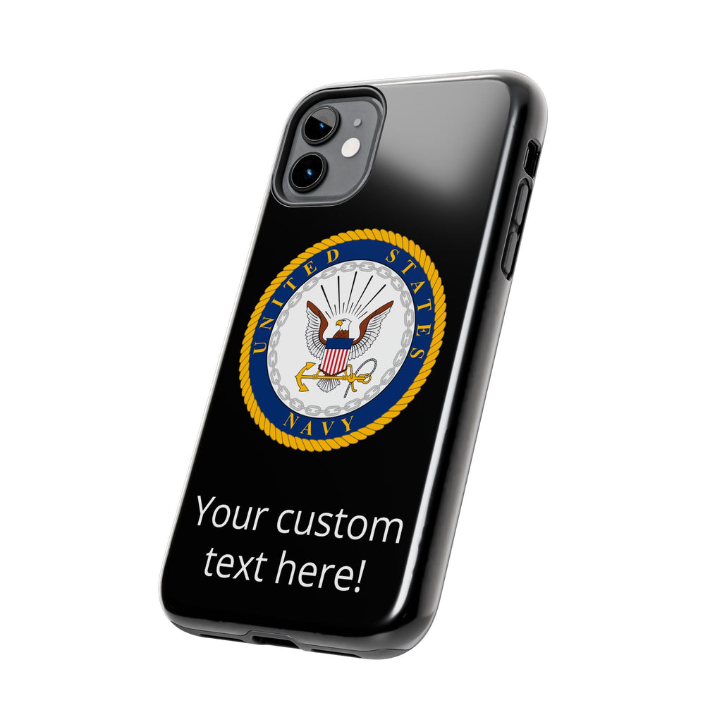 Navy Emblem Tough Phone Case — Custom Text Military iPhone Cover
