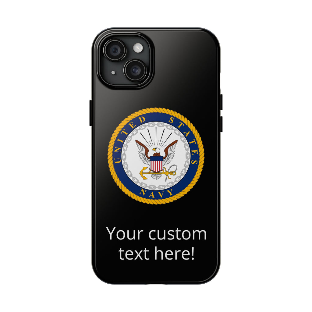 Navy Emblem Tough Phone Case — Custom Text Military iPhone Cover