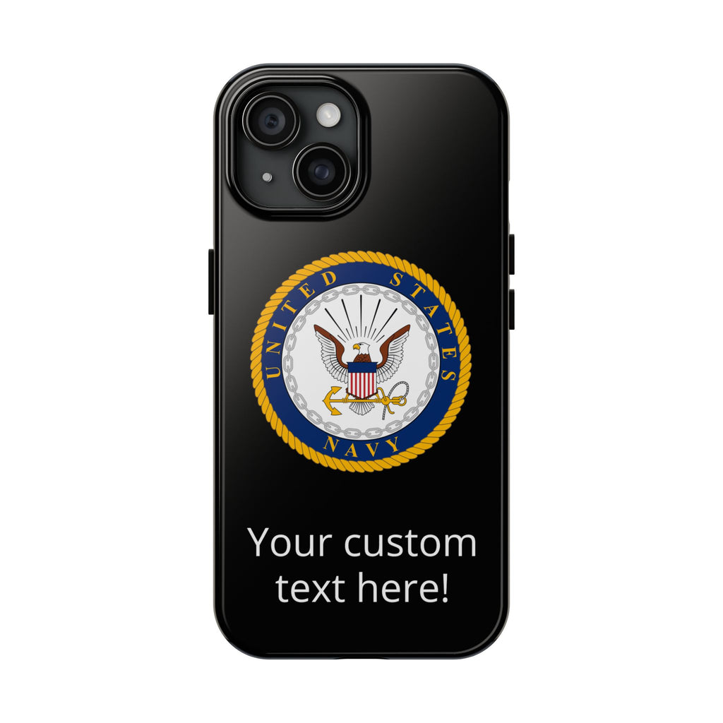 Navy Emblem Tough Phone Case — Custom Text Military iPhone Cover