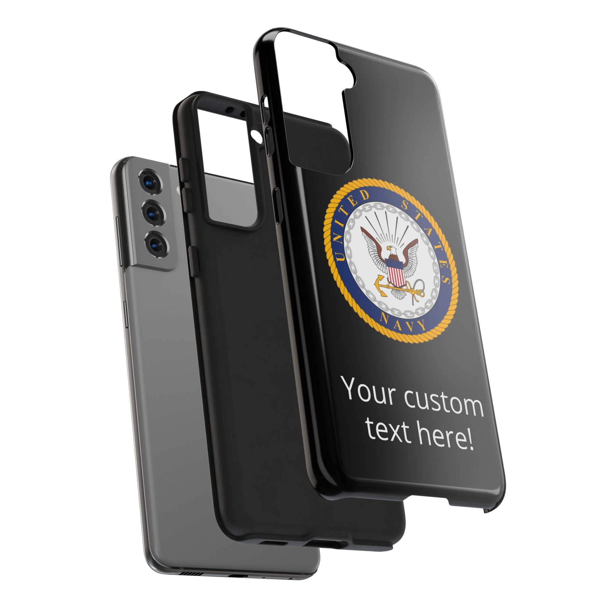 Navy Emblem Tough Phone Case — Custom Text Military iPhone Cover