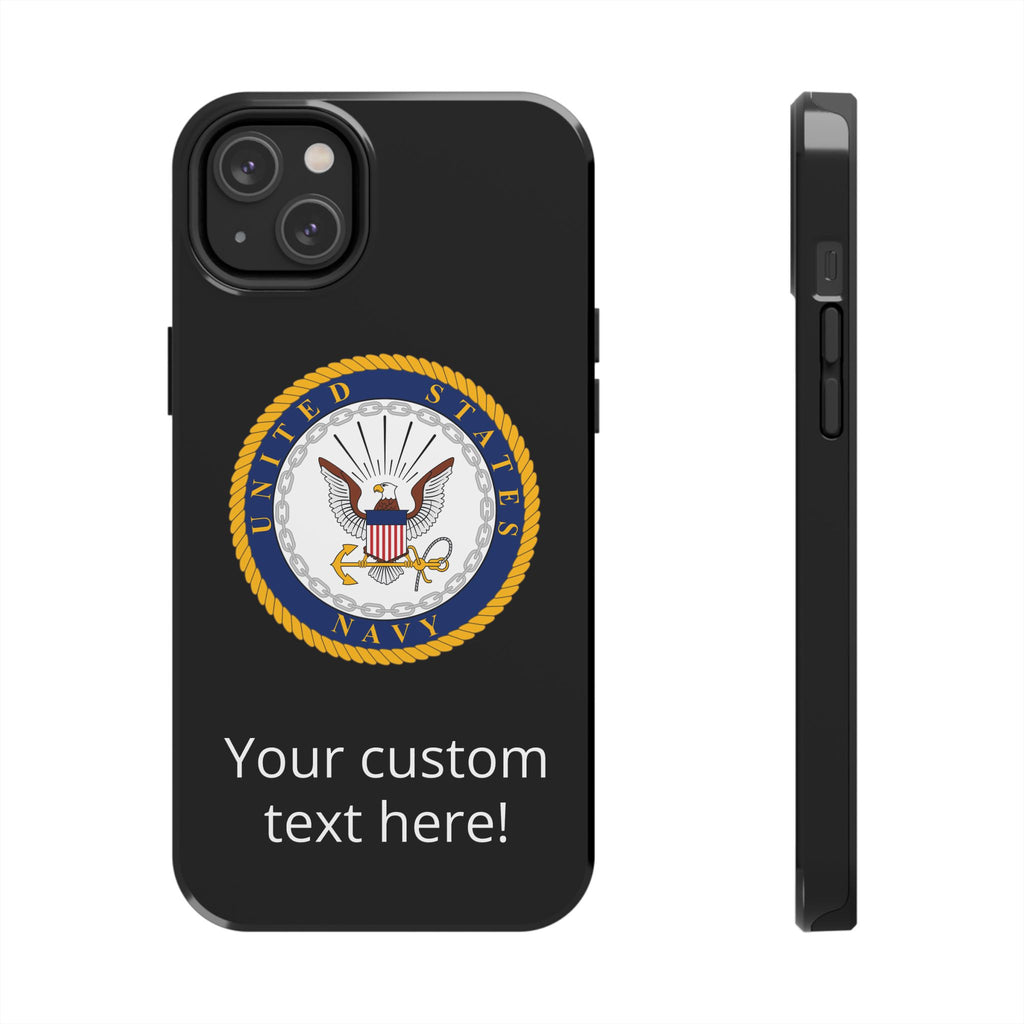 Navy Emblem Tough Phone Case — Custom Text Military iPhone Cover