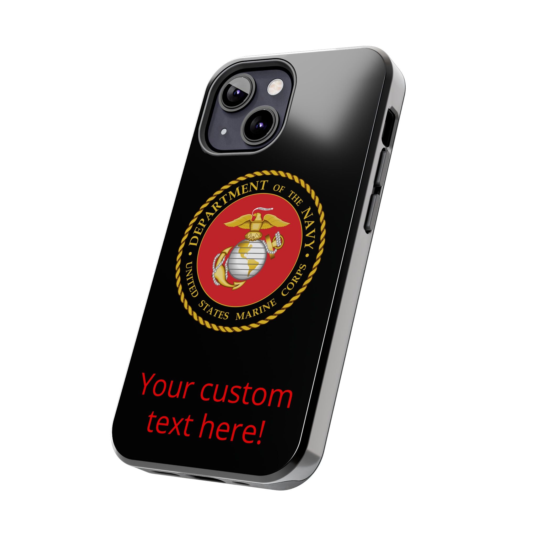 USMC Emblem Tough Phone Case — Custom Text Military iPhone Protector