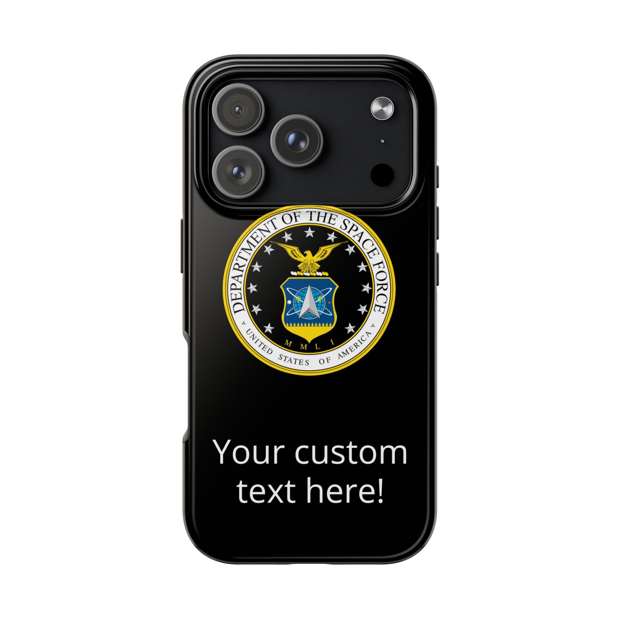 Space Force Tough Phone Case — Custom Text Military Emblem Protective Case