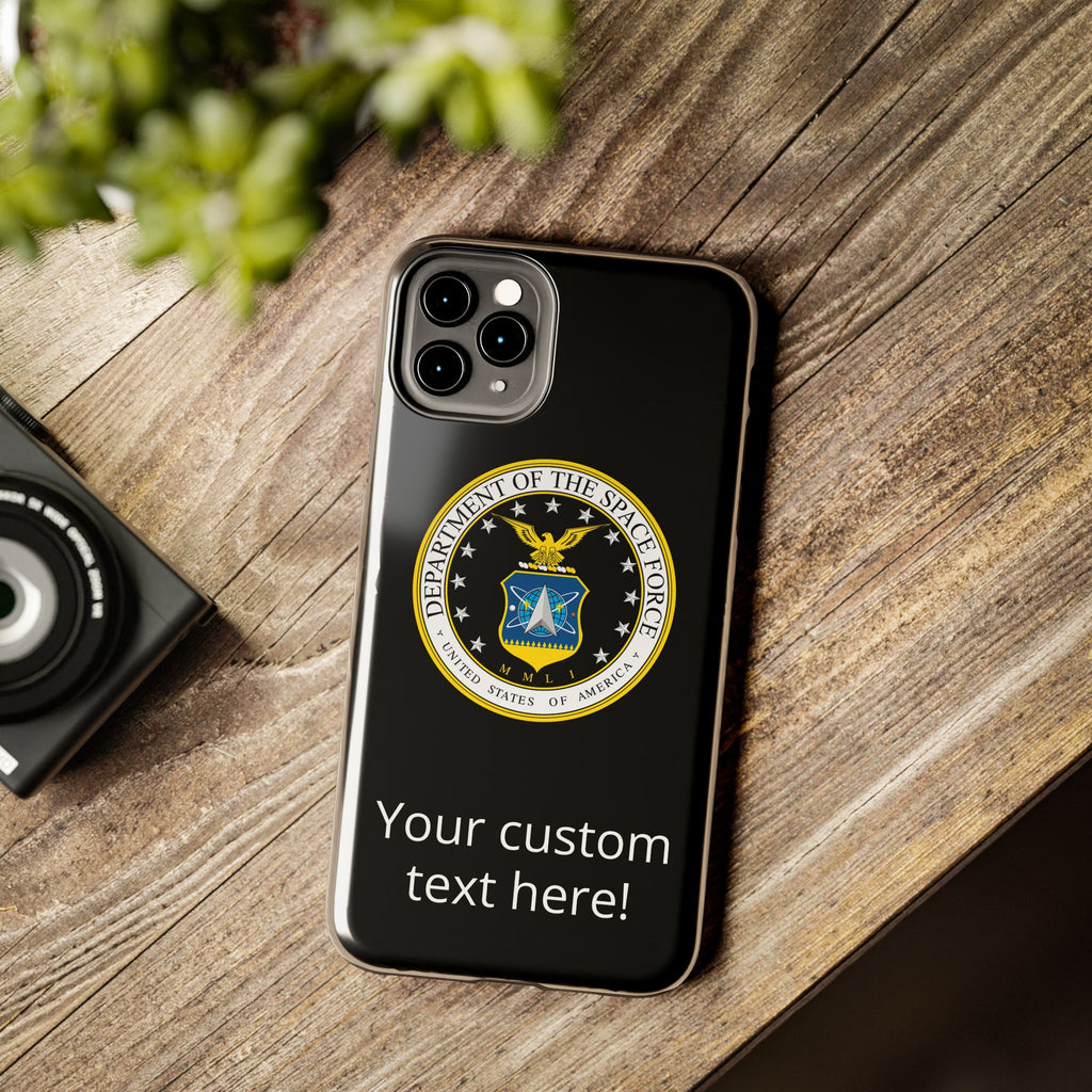 Space Force Tough Phone Case — Custom Text Military Emblem Protective Case