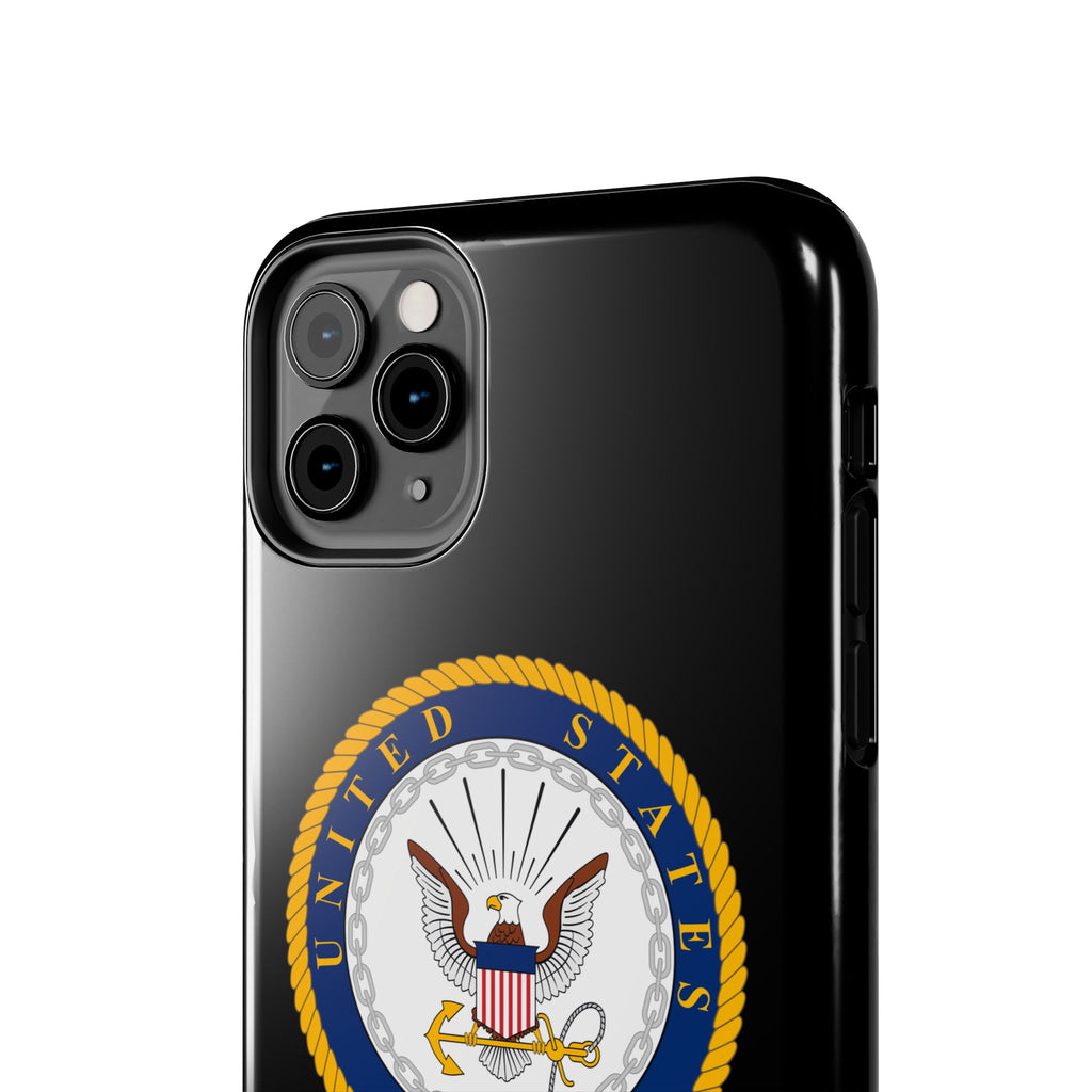 Navy Emblem Tough Phone Case — Custom Text Military iPhone Cover