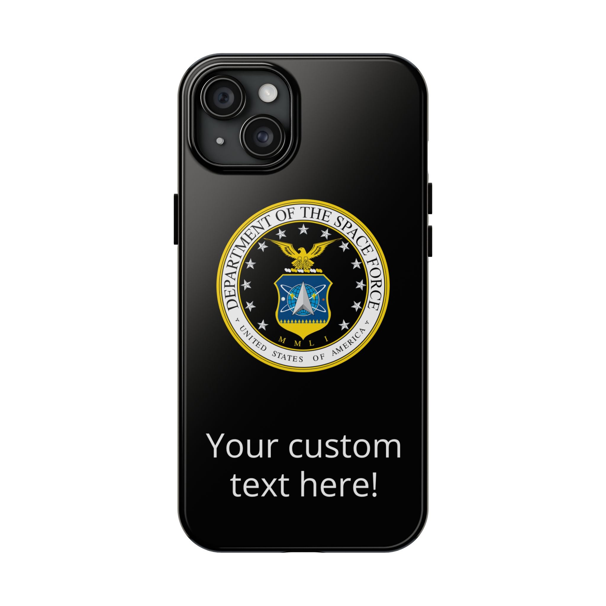 Space Force Tough Phone Case — Custom Text Military Emblem Protective Case
