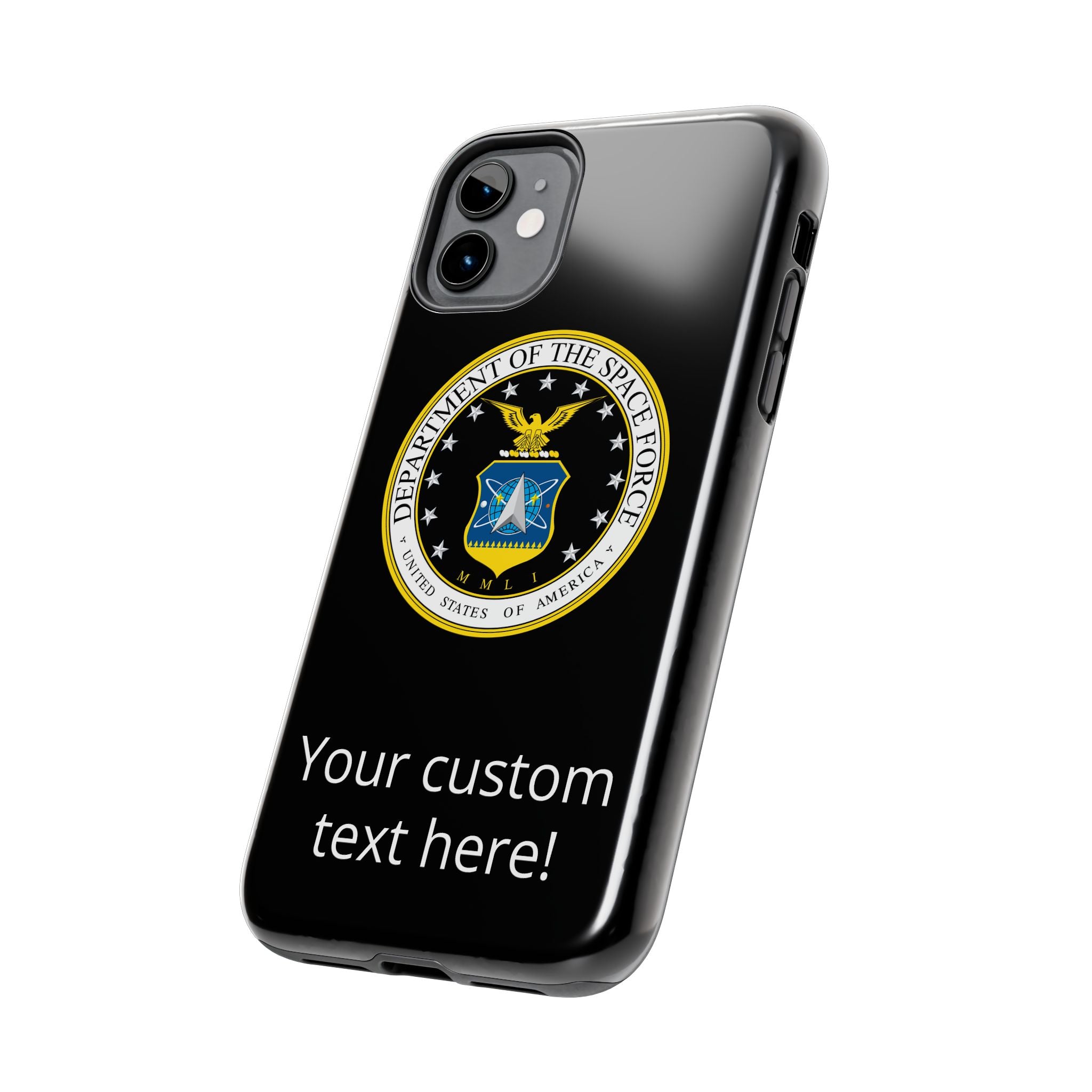 Space Force Tough Phone Case — Custom Text Military Emblem Protective Case
