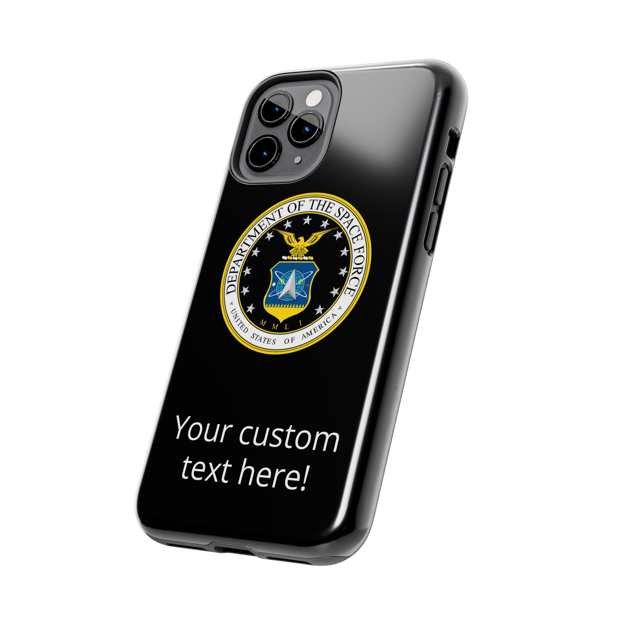 Space Force Tough Phone Case — Custom Text Military Emblem Protective Case